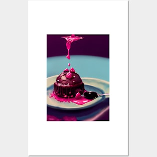 Pouring syrup lava cake Posters and Art